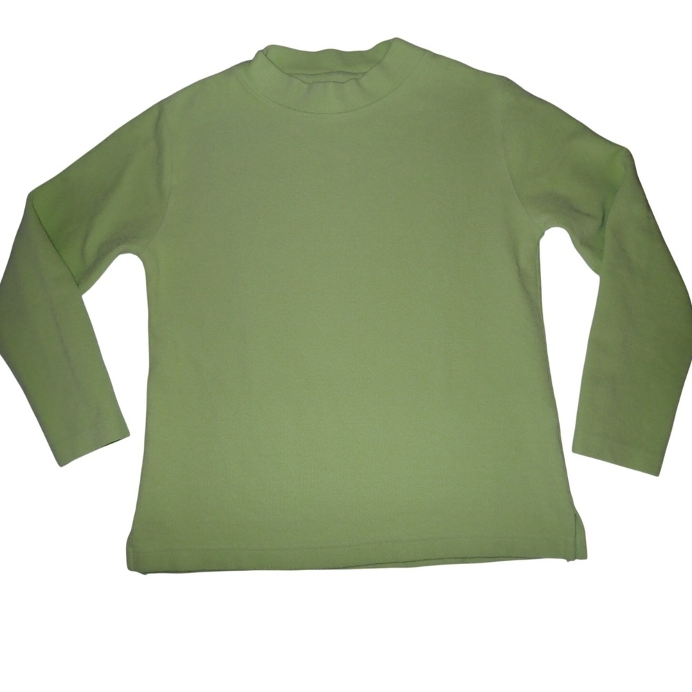 Kettlewell Womens Lime Green Mock Neck Long Sleeve Textured Knit Top Size M